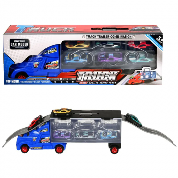 Камион в синьо - Автовоз с рампа и 6 колички