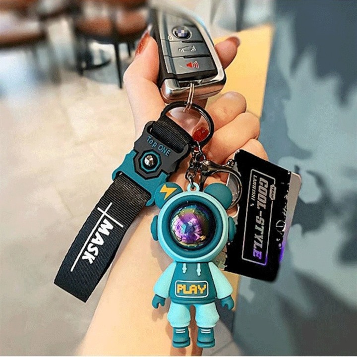 Ключодържател Астронавт със силиконова дръжка, тюркоаз