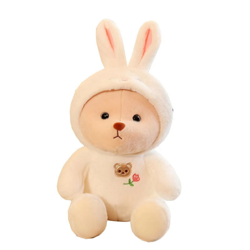 Плюшено мече в костюм на зайче, 23 см