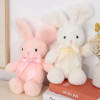 Плюшено зайче Елена със сатенена панделка, розово, 25 см