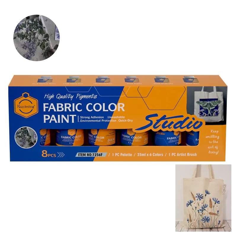 Бои за текстил с четка и палитра /6 цвята/