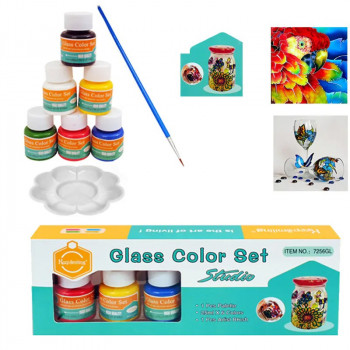 Бои за стъкло с четка и палитра /6 цвята/