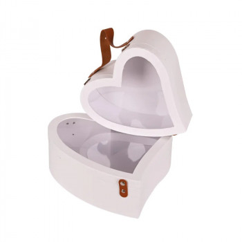 Подаръчна 2 в 1 кутия Сърце с прозрачен капак в бяло