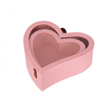 Подаръчна 2 в 1 кутия Сърце с прозрачен капак в розово