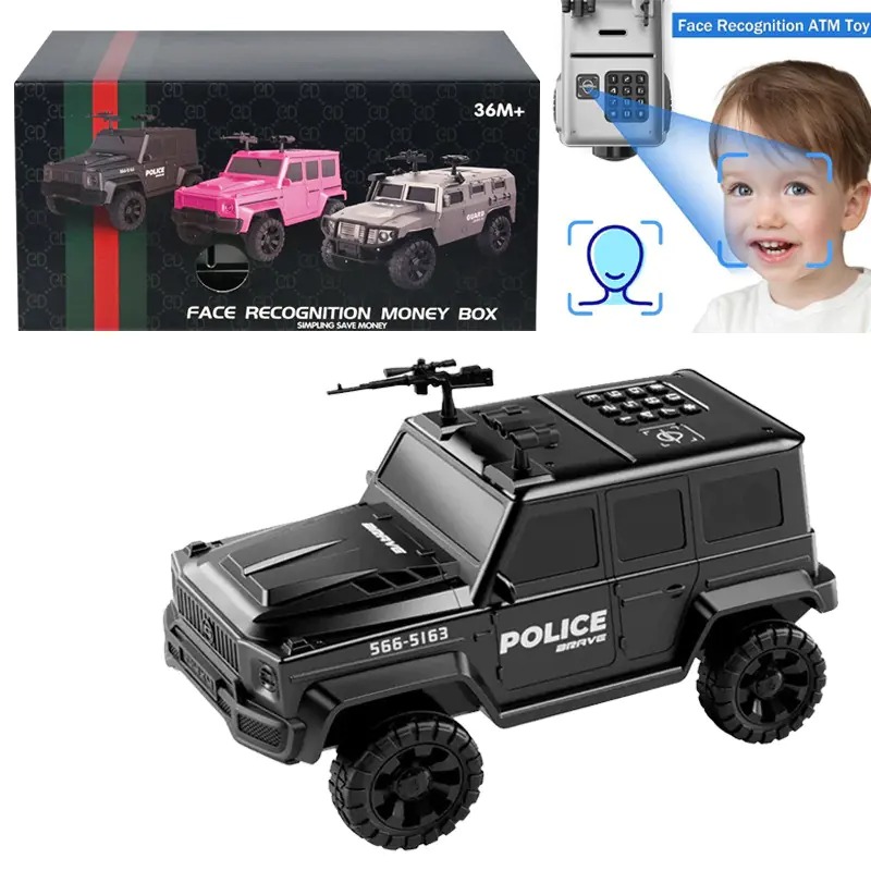 Касичка Сейф - Полицейски джип в черно с лицев скенер