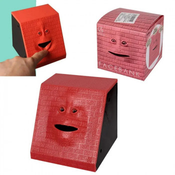 Забавна Интерактивна касичка - Лице ядящо монети в червено