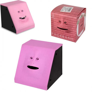 Забавна Интерактивна касичка - Лице ядящо монети в розово