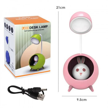 Настолна LED лампа - Зайче в розово