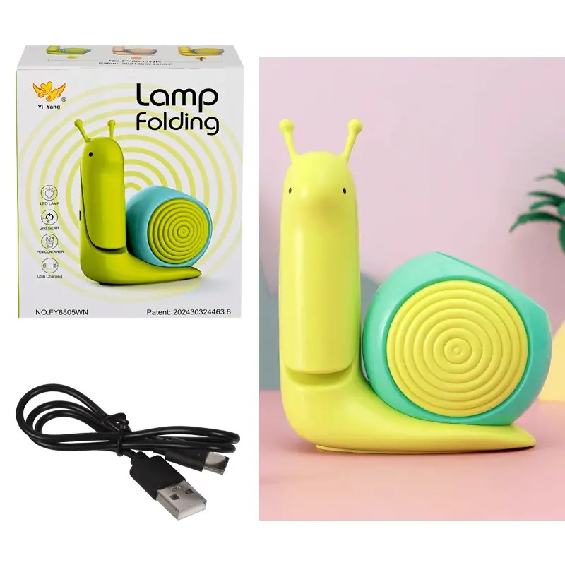 Настолна LED лампа - Моливник Охлювче в зелено