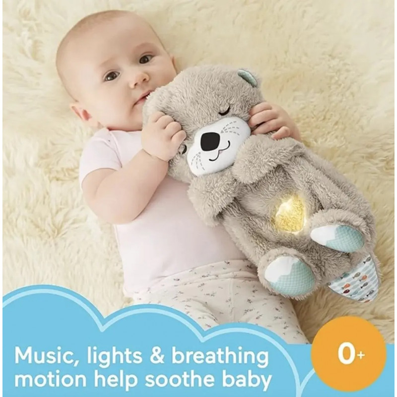 Плюшена дишаща видра със светлини, 30 см