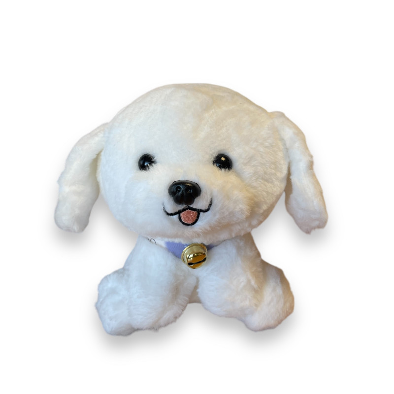 Плюшено куче със звънче, бяло, 22 см