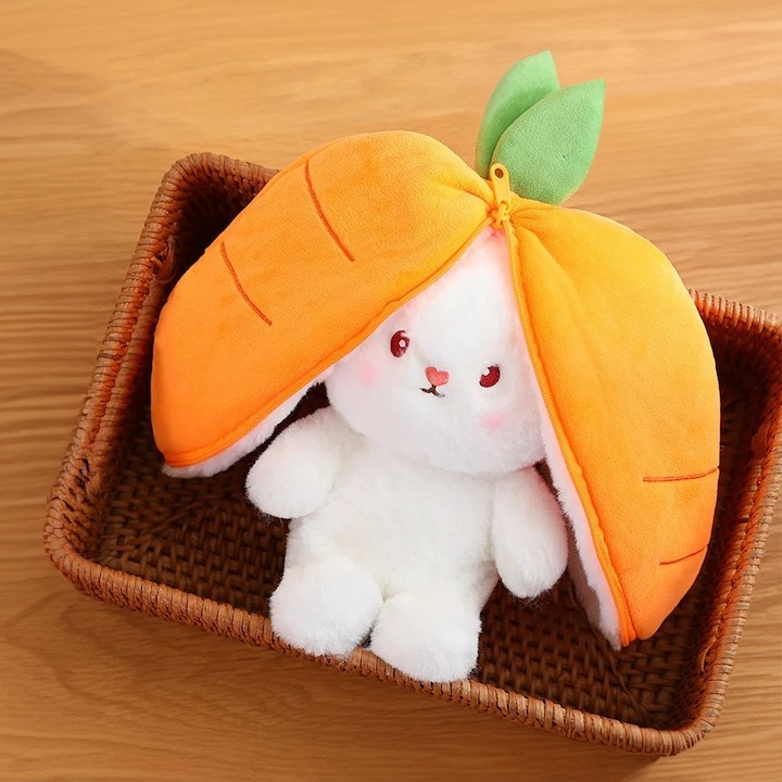 Плюшено зайче в морков, 18 см