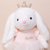 Плюшено зайче с розова рокля и коронка, 30 см