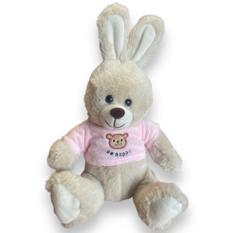 Плюшено зайче с розова тениска, 20 см