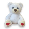 Плюшено мече, бяло с червени сърчица, 40 см