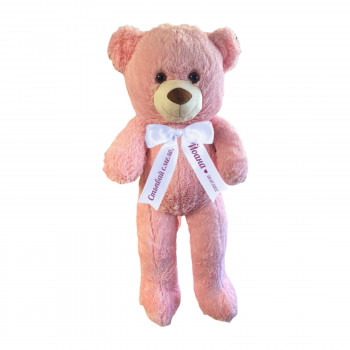 Плюшено мече с надписана панделка, розово, 80 см