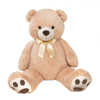 Плюшено мече със златна панделка, бежово, 150 см