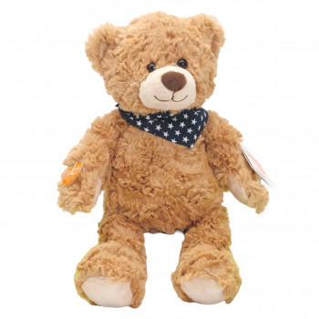 Плюшено мече със синя кърпа, кафяво, 43 см