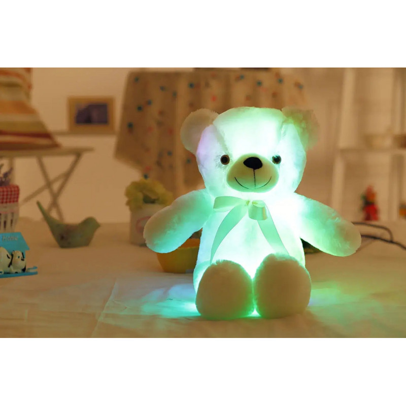 Плюшено мече с LED светлини, бяло, 65 см
