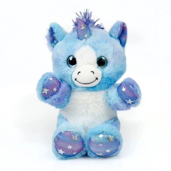 Плюшена играчка - Еднорог със звезди 22 см, син