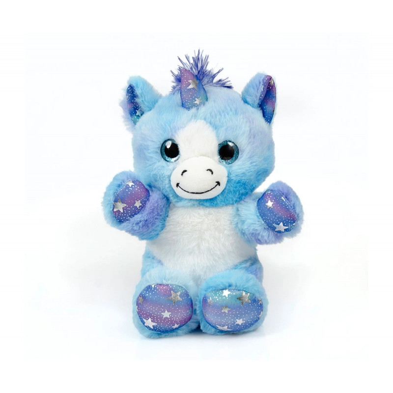 Плюшена играчка - Еднорог със звезди 22 см, син