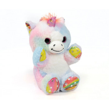 Плюшена играчка - Еднорог със звезди 22 см, шарен