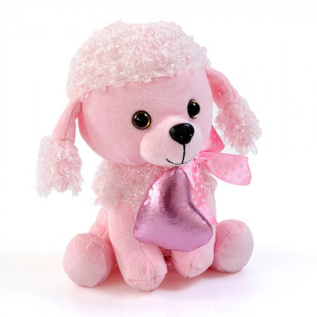 Плюшена играчка - Кученце със сърце 17 см, розов пудел