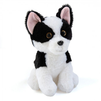Плюшена играчка - Кученце 24 см, бяло с черно