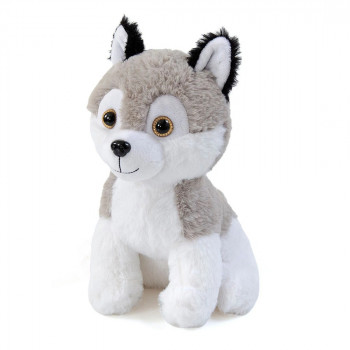 Плюшена играчка - Кученце 24 см, бяло със сиво