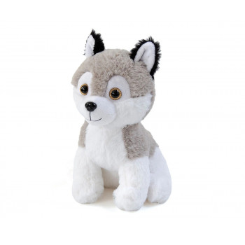 Плюшена играчка - Кученце 24 см, бяло със сиво