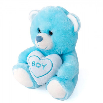 Мече със сърце, синьо, 20 см
