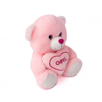 Мече със сърце, розово, 20 см