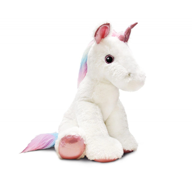 Плюшен еднорог с брокат, бял, 54 см