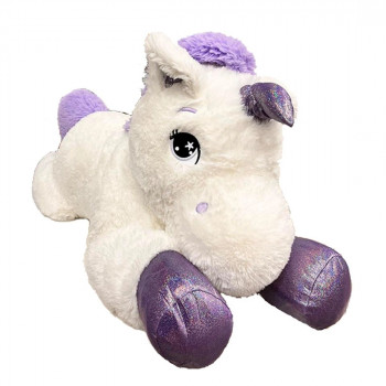 Плюшена играчка - Еднорог, бяло и розово, 90см