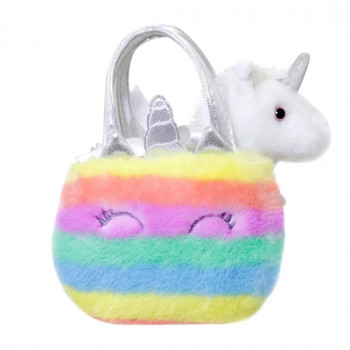 Плюшен еднорог в чантичка Aurora, 20 см