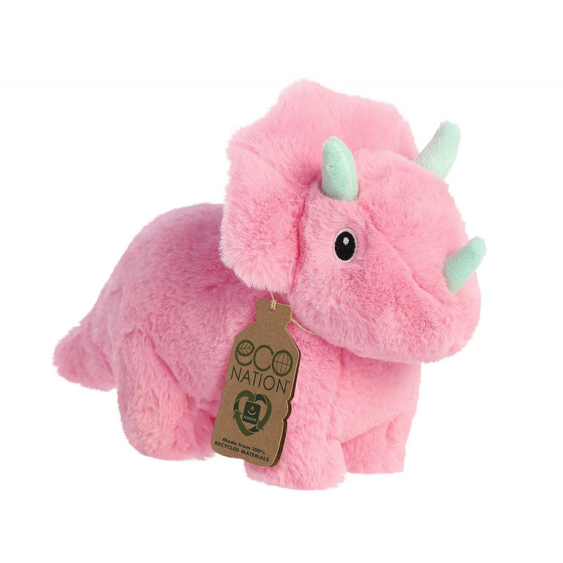 Плюшен трицераптор Aurora Eco, розов, 15 см