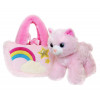 Плюшено коте в чантичка дъга Aurora, 18 см