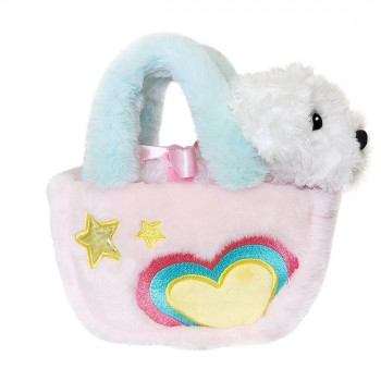 Плюшено куче в чантичка сърце Aurora, 18 см