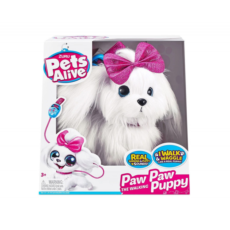 Интерактивно кученце с розова панделка и каишка