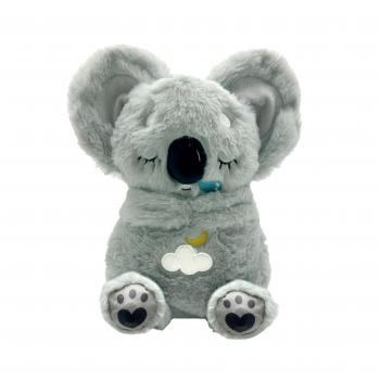 Плюшена дишаща играчка Коала с музика и светлини, сива, 30 см