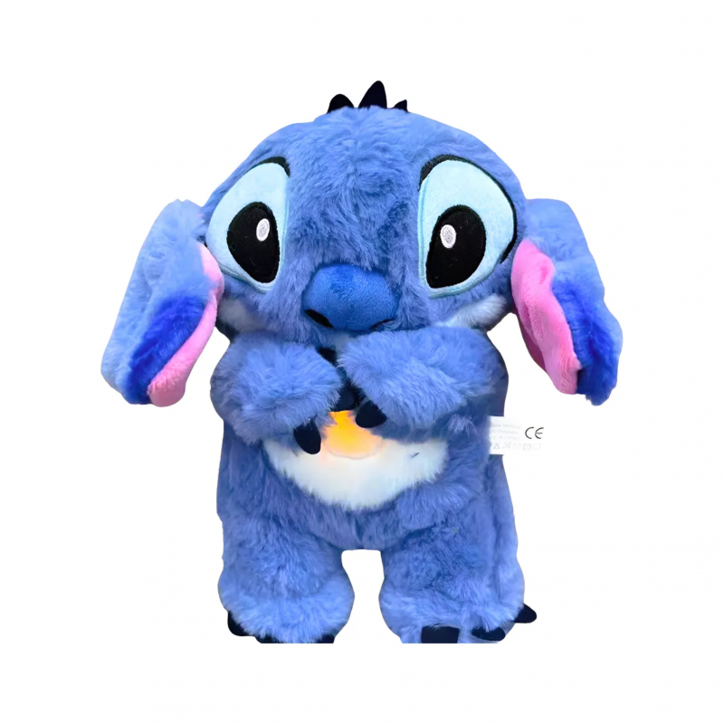Плюшена дишаща играчка Стич с музика и светлини, 30 см