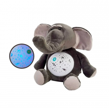 Плюшена играчка Слон с проектор и музика, сив, 30 см