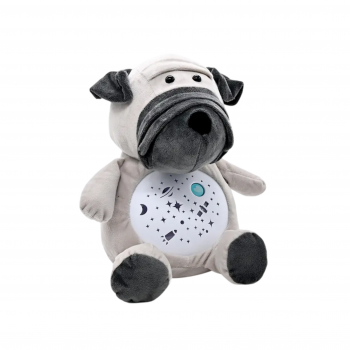 Плюшена играчка Куче с проектор и музика, сиво, 30 см