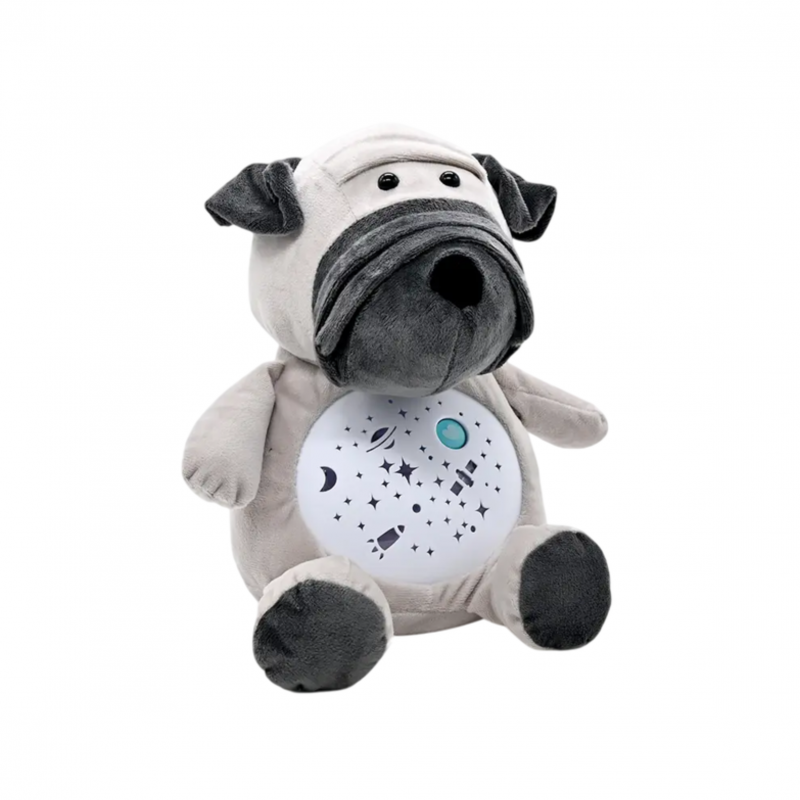 Плюшена играчка Куче с проектор и музика, сиво, 30 см
