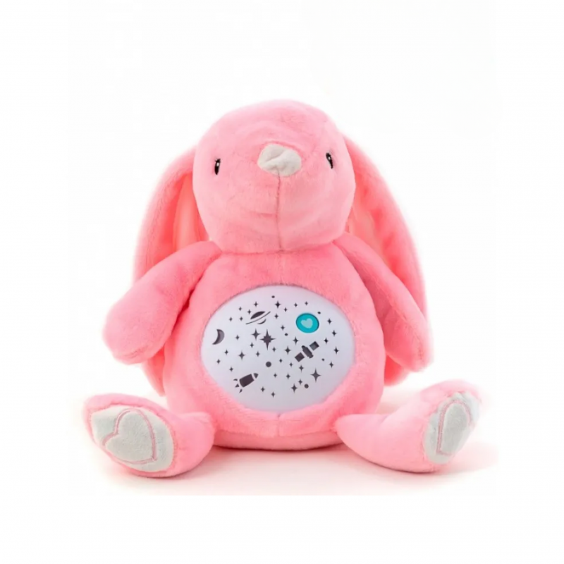 Плюшена играчка Зайче с проектор и музика, розово, 30 см