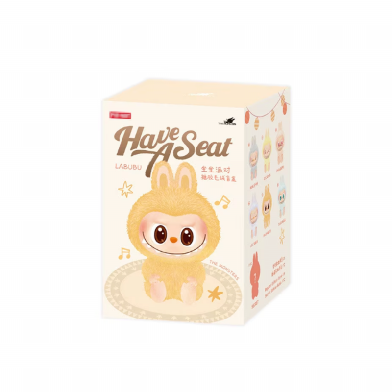 Плюшена играчка Лабубу в кутия изненада, седнала, 15 см