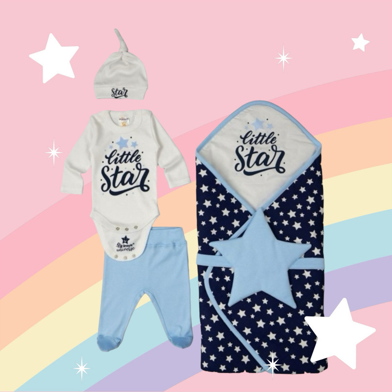 Памучен бебешки комплект за изписване на момче