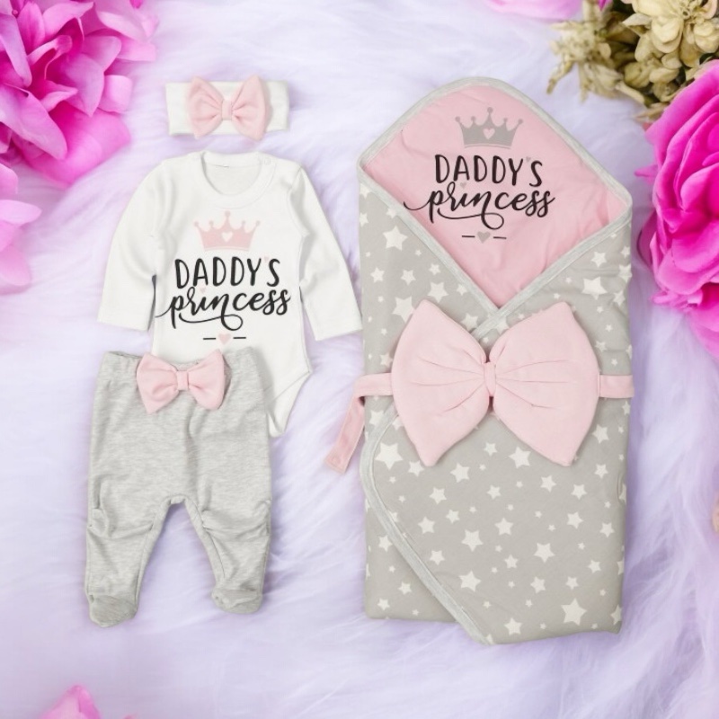 Памучен бебешки комплект за изписване на момиче