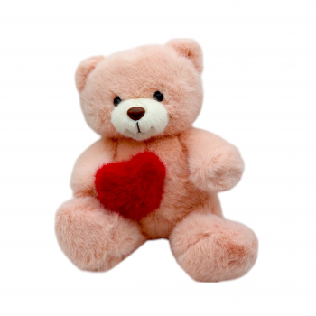 Плюшена играчка Мече със сърце, розово, 30 см