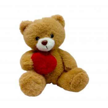 Плюшена играчка Мече със сърце, кафяво, 30 см